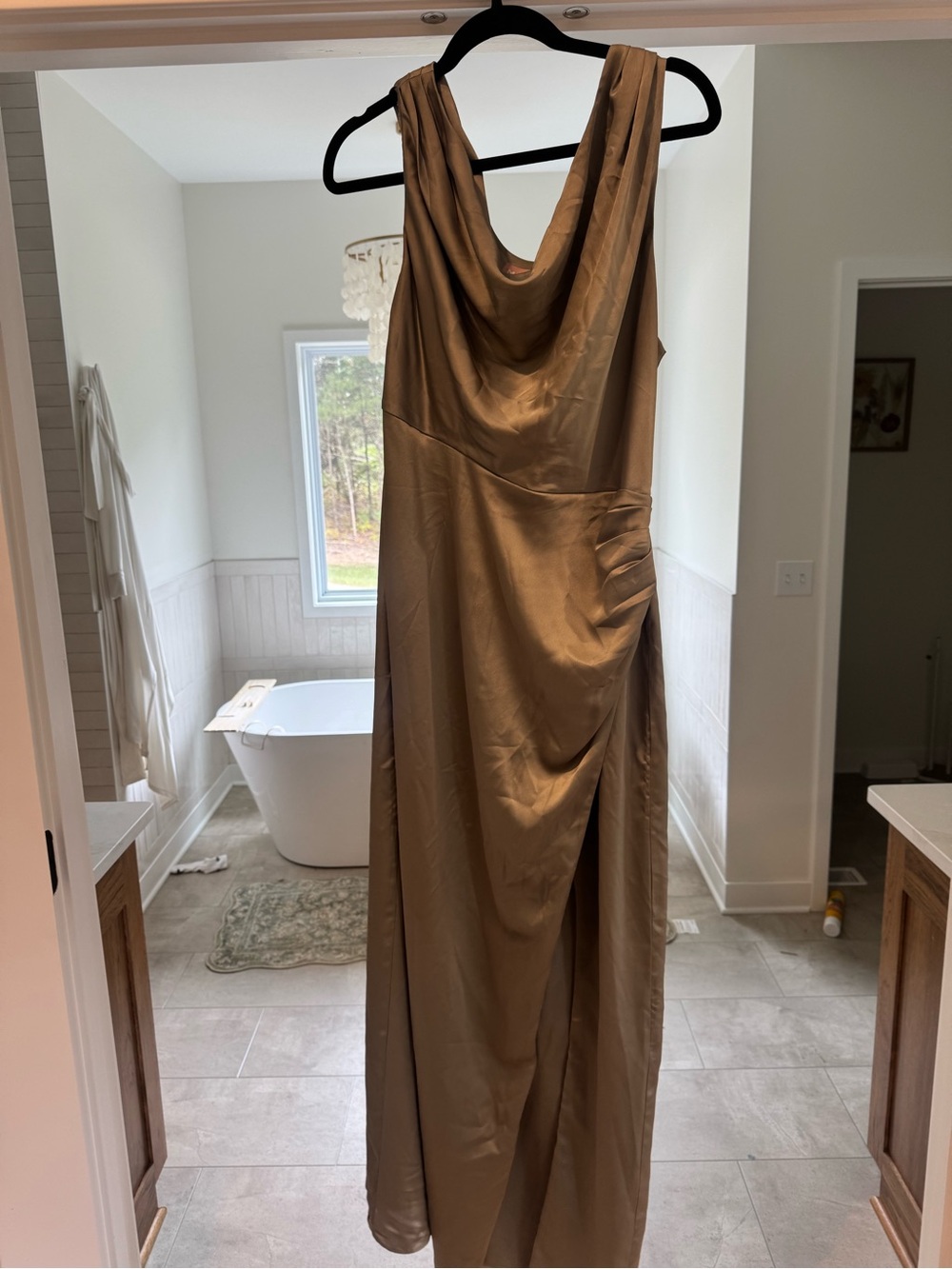 Show me your Mumu Moss Green Satin Dress XL